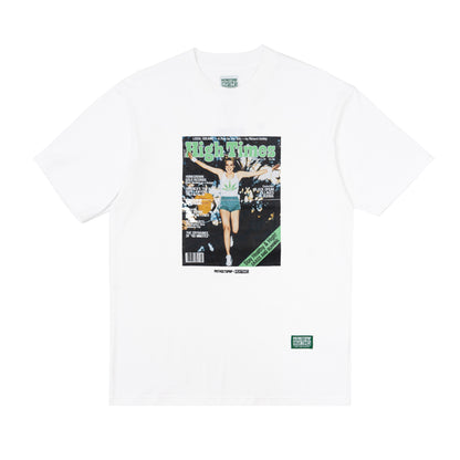 POT MEETS POP X HIGH TIMES MAGAZINE - GRASS & RUNNING TEE WHITE