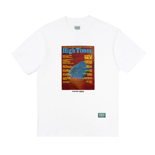 POT MEETS POP X HIGH TIMES MAGAZINE - HORNY HIGHS TEE WHITE