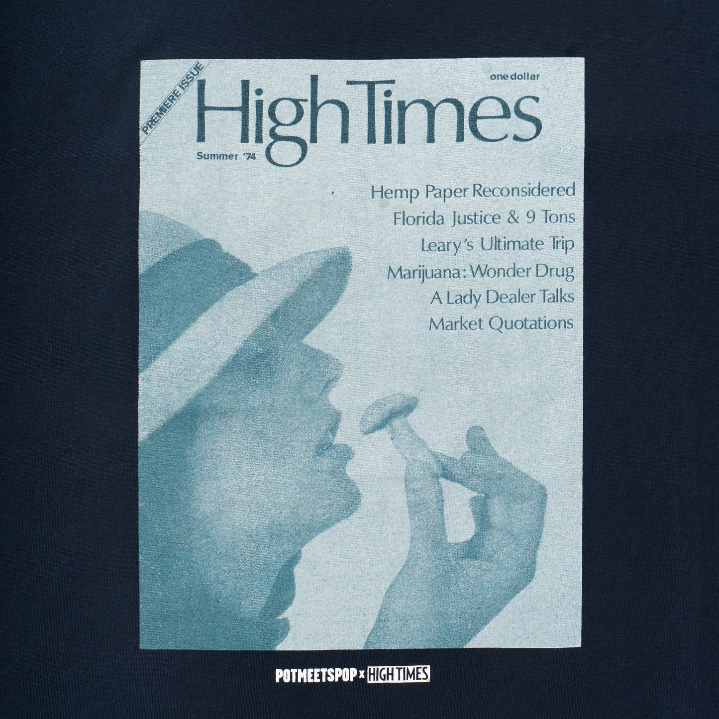 POT MEETS POP X HIGH TIMES MAGAZINE - PREMIER ISSUE TEE NAVY