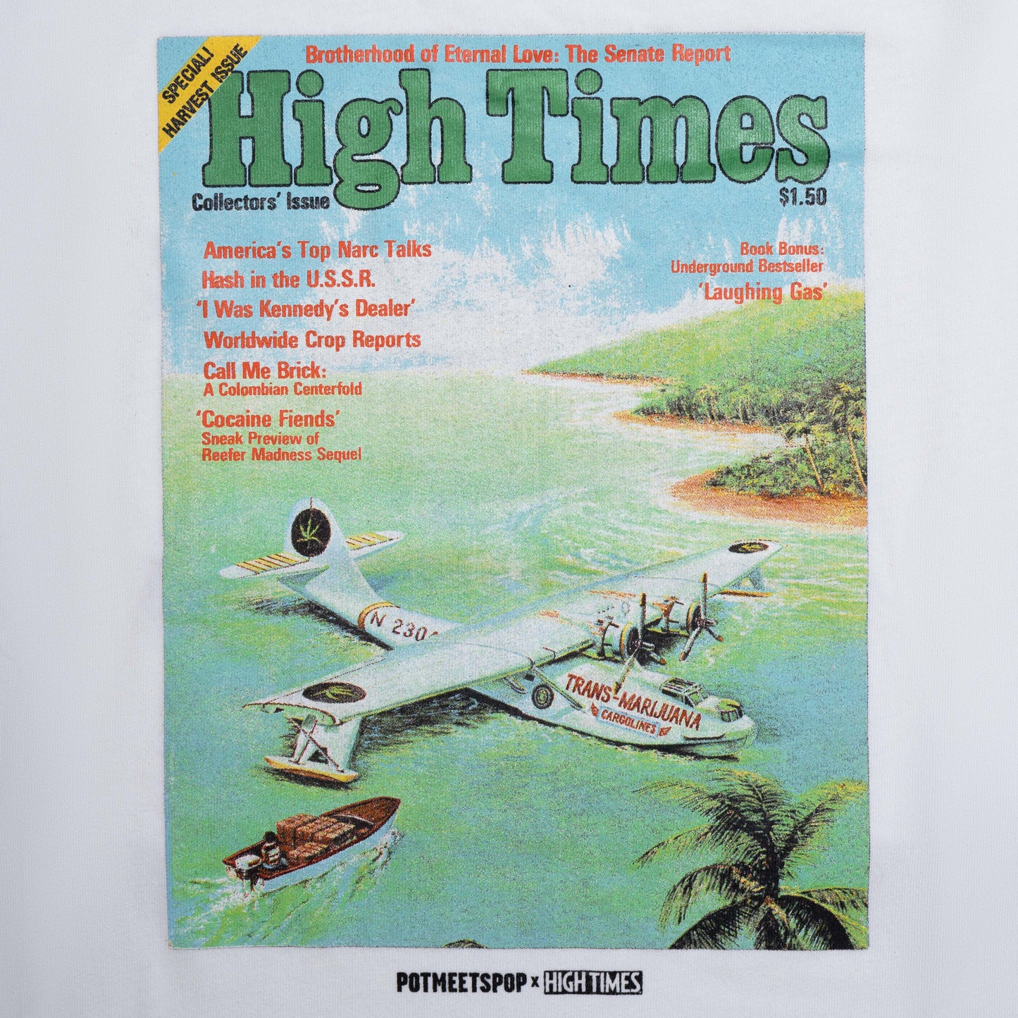 POT MEETS POP X HIGH TIMES MAGAZINE - TRANS-MARIJUANA TEE WHITE