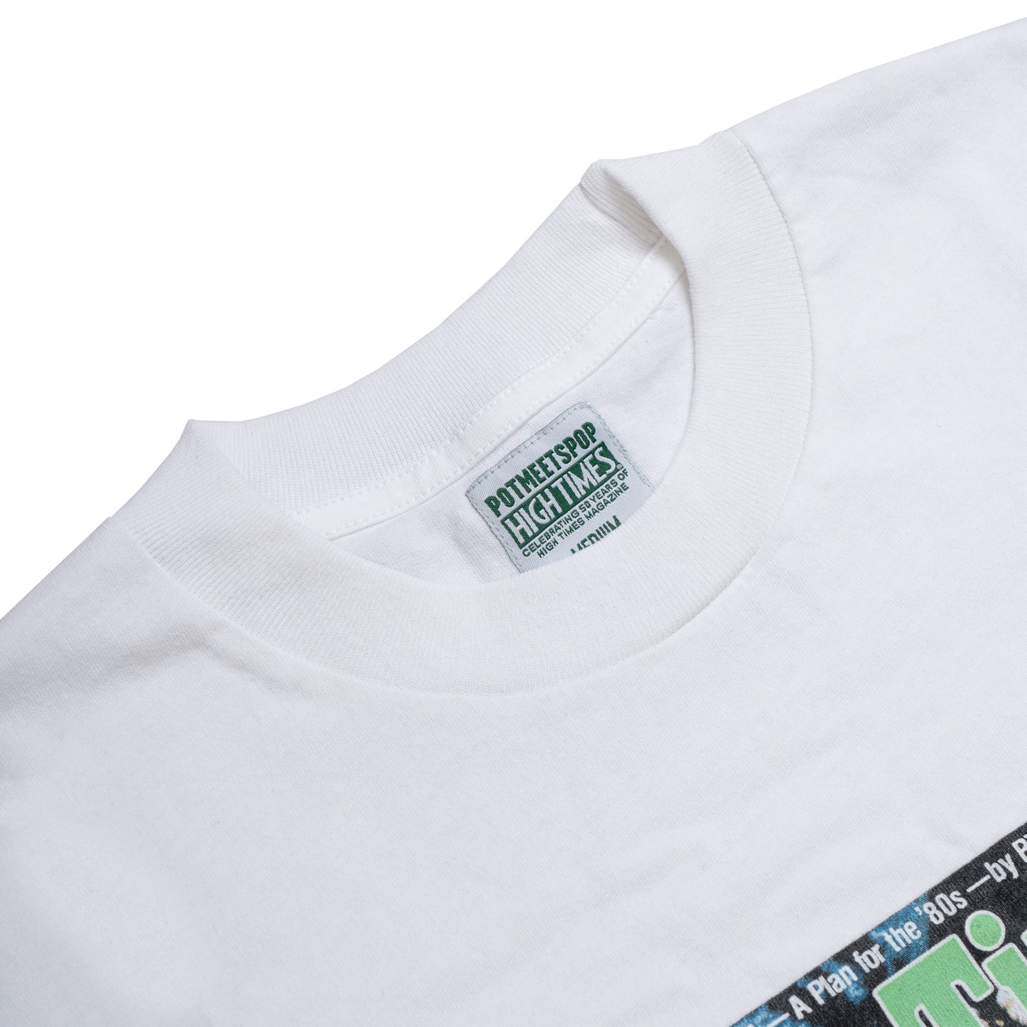 POT MEETS POP X HIGH TIMES MAGAZINE - GRASS & RUNNING TEE WHITE