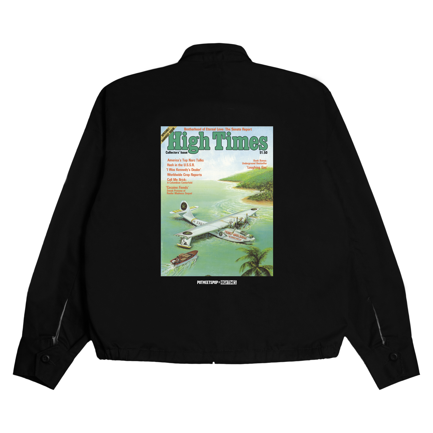 POT MEETS POP X HIGH TIMES - TRANS-MARIJUANA SOUVENIR JACKET BLACK