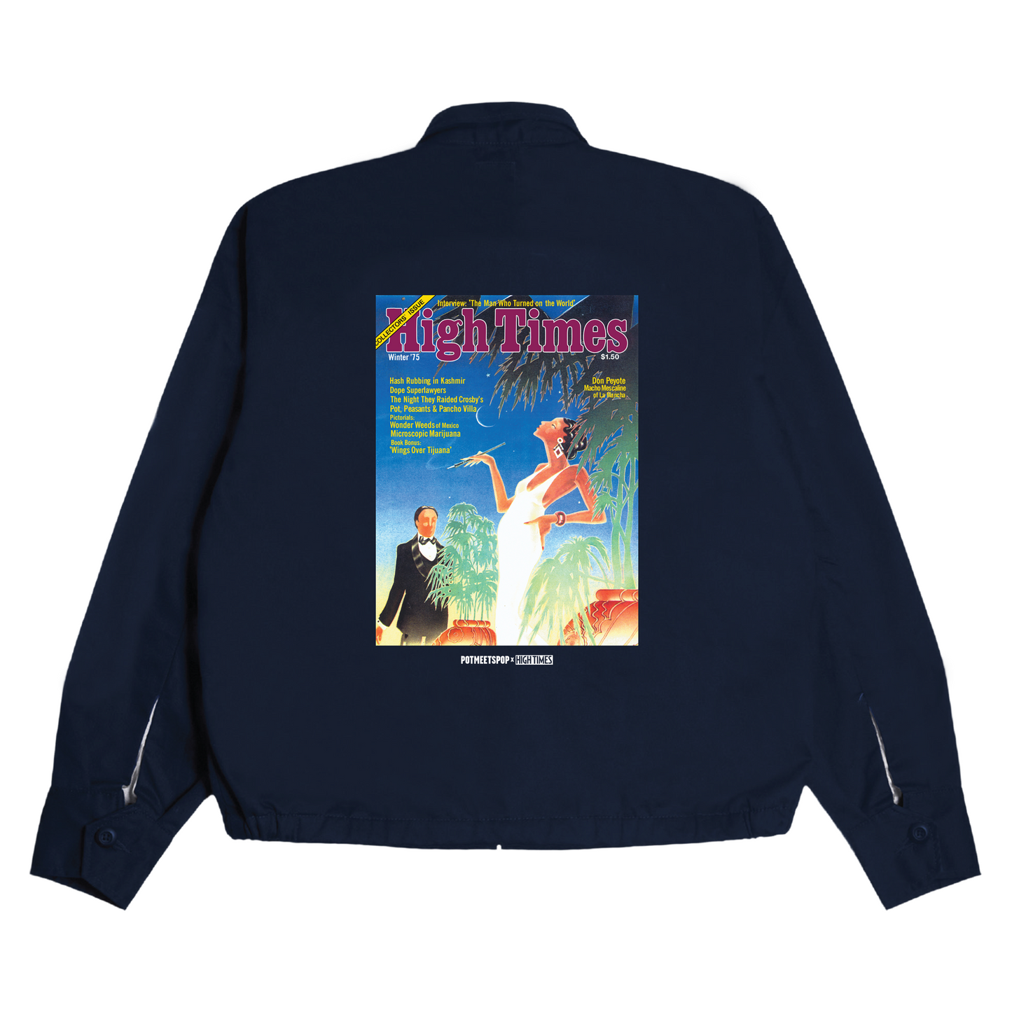 POT MEETS POP X HIGH TIMES - DON PEYOTE SOUVENIR JACKET NAVY