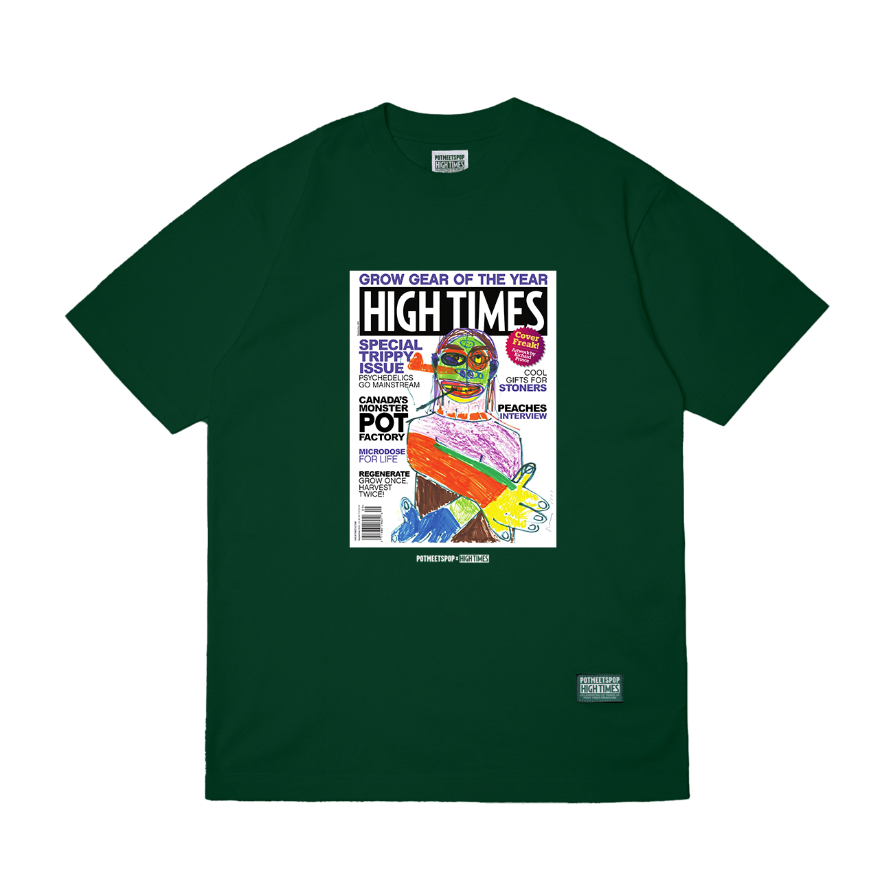 POT MEETS POP X HIGH TIMES MAGAZINE - COVER FREAK - RICHARD PRINCE TEE GREEN