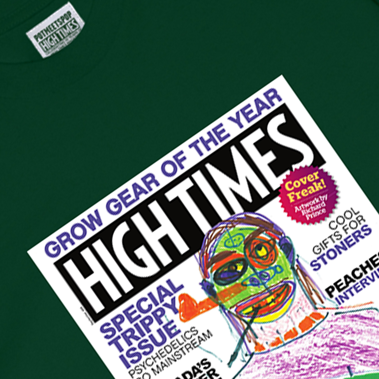 POT MEETS POP X HIGH TIMES MAGAZINE - COVER FREAK - RICHARD PRINCE TEE GREEN