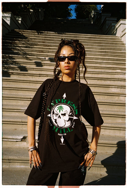 POT MEETS POP X CYPRESS HILL - SKULL & COMPASS TEE BLACK