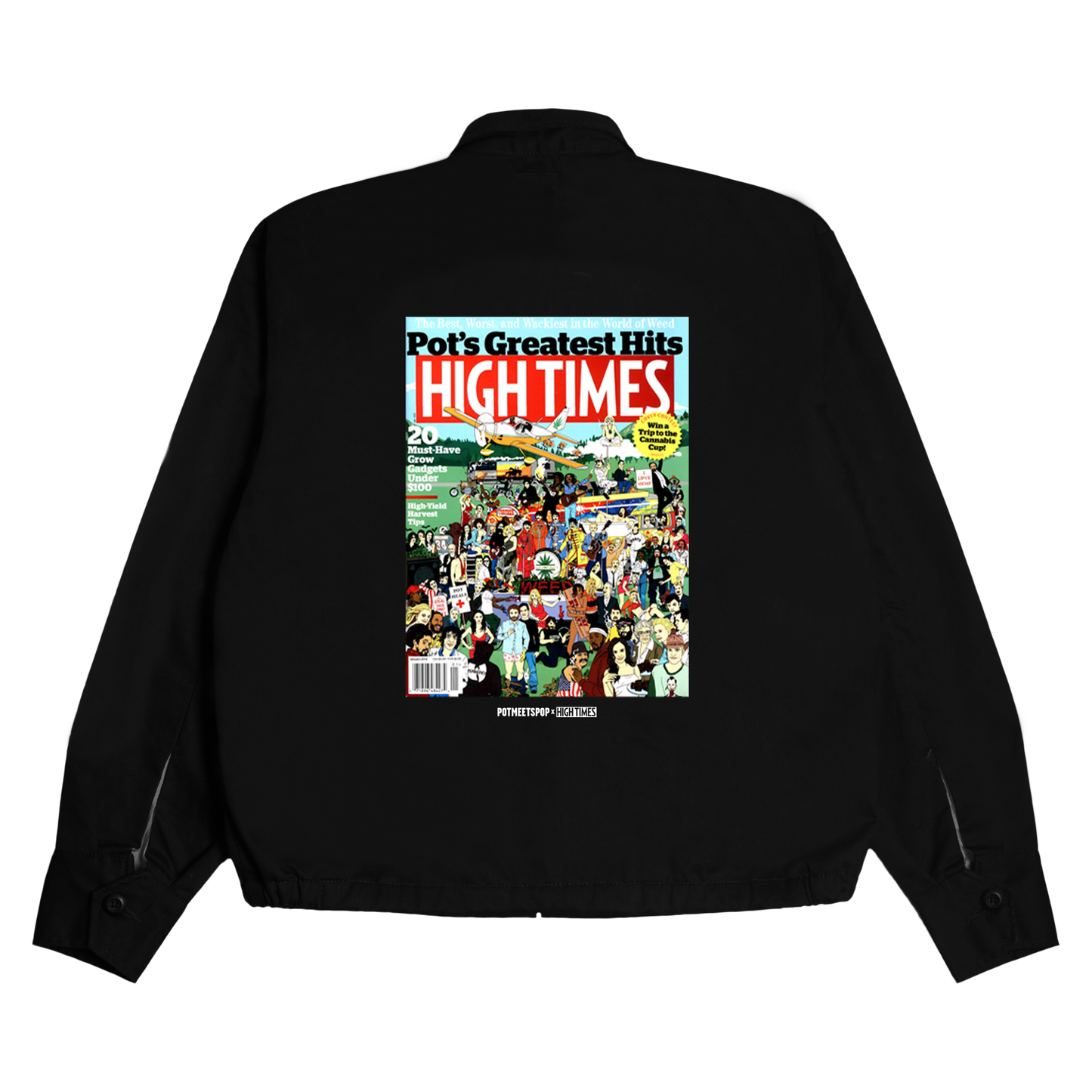 POT MEETS POP X HIGH TIMES MAGAZINE - POT'S GREATEST HITS SOUVENIR JACKET BLACK