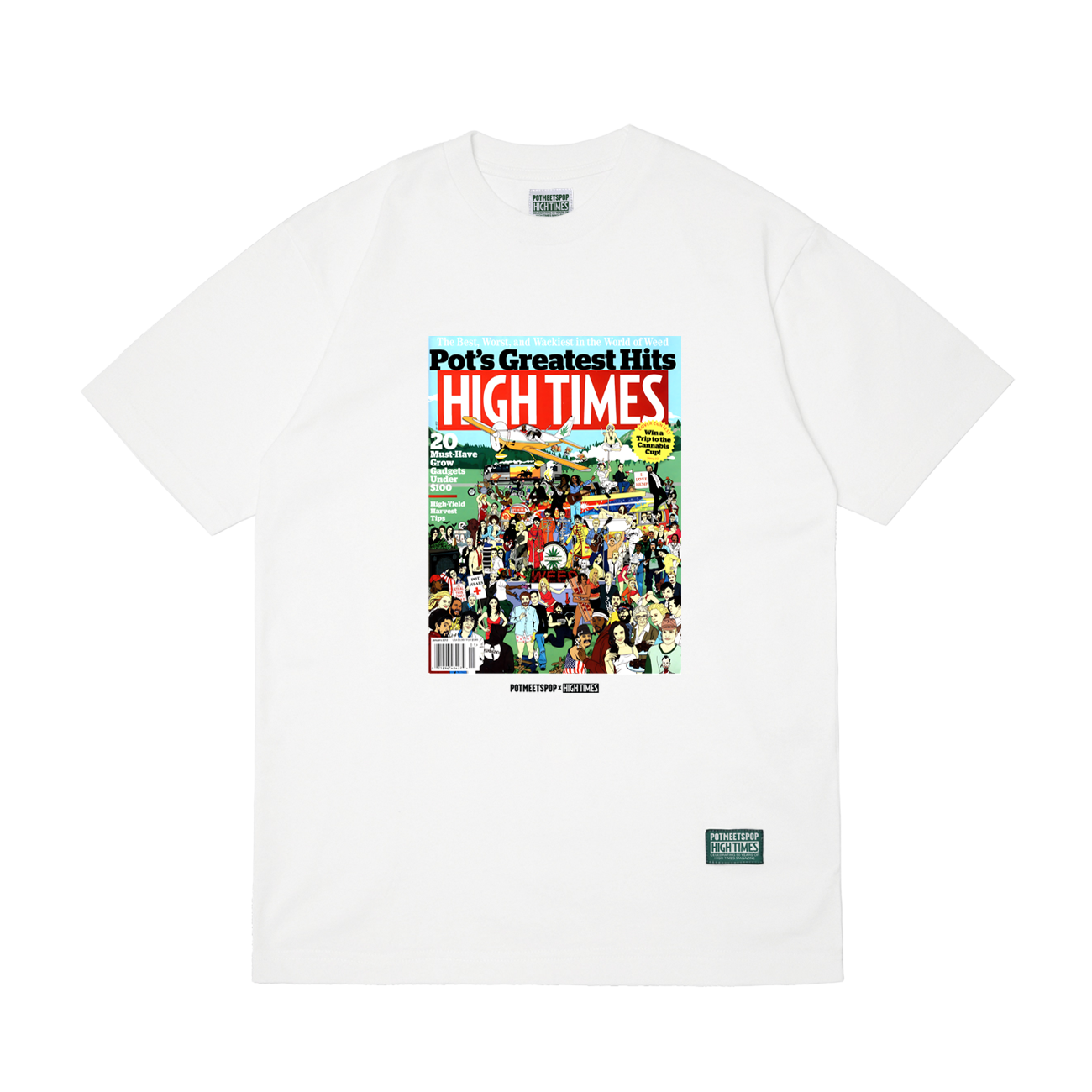 POT MEETS POP X HIGH TIMES MAGAZINE - POT'S GREATEST HITS TEE WHITE