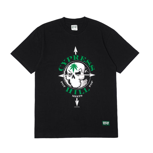 POT MEETS POP X CYPRESS HILL - SKULL & COMPASS TEE BLACK