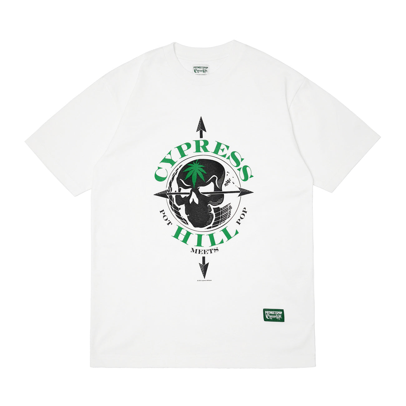 POT MEETS POP X CYPRESS HILL - SKULL & COMPASS TEE WHITE