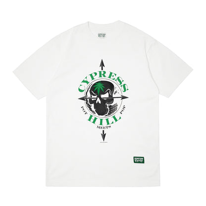 POT MEETS POP X CYPRESS HILL - SKULL & COMPASS TEE WHITE