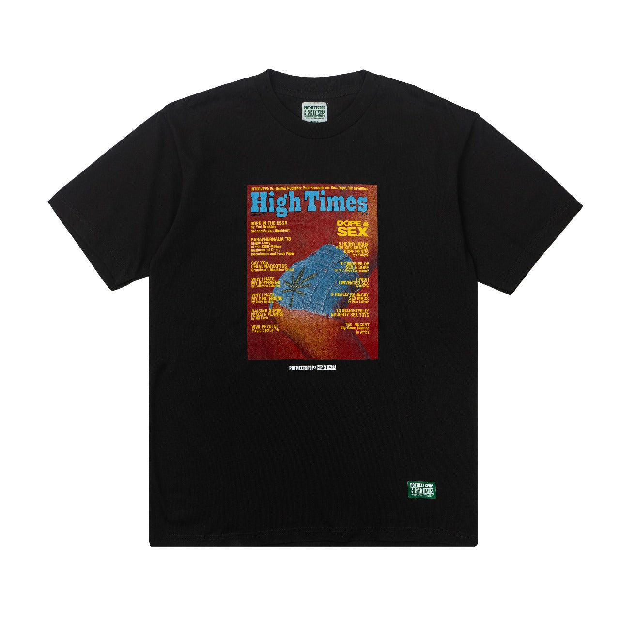 POT MEETS POP X HIGH TIMES MAGAZINE - HORNY HIGHS TEE BLACK